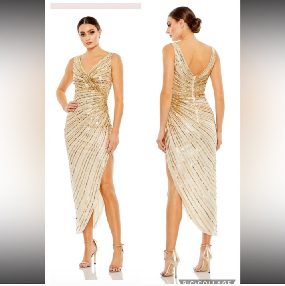 Mac Duggal Gold Asymmetrical Dress